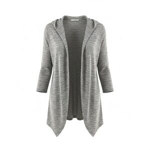 FORGOTTEN GRACE Heathered Gray‎ Hooded Open Front Cardigan Sweater Women 1X